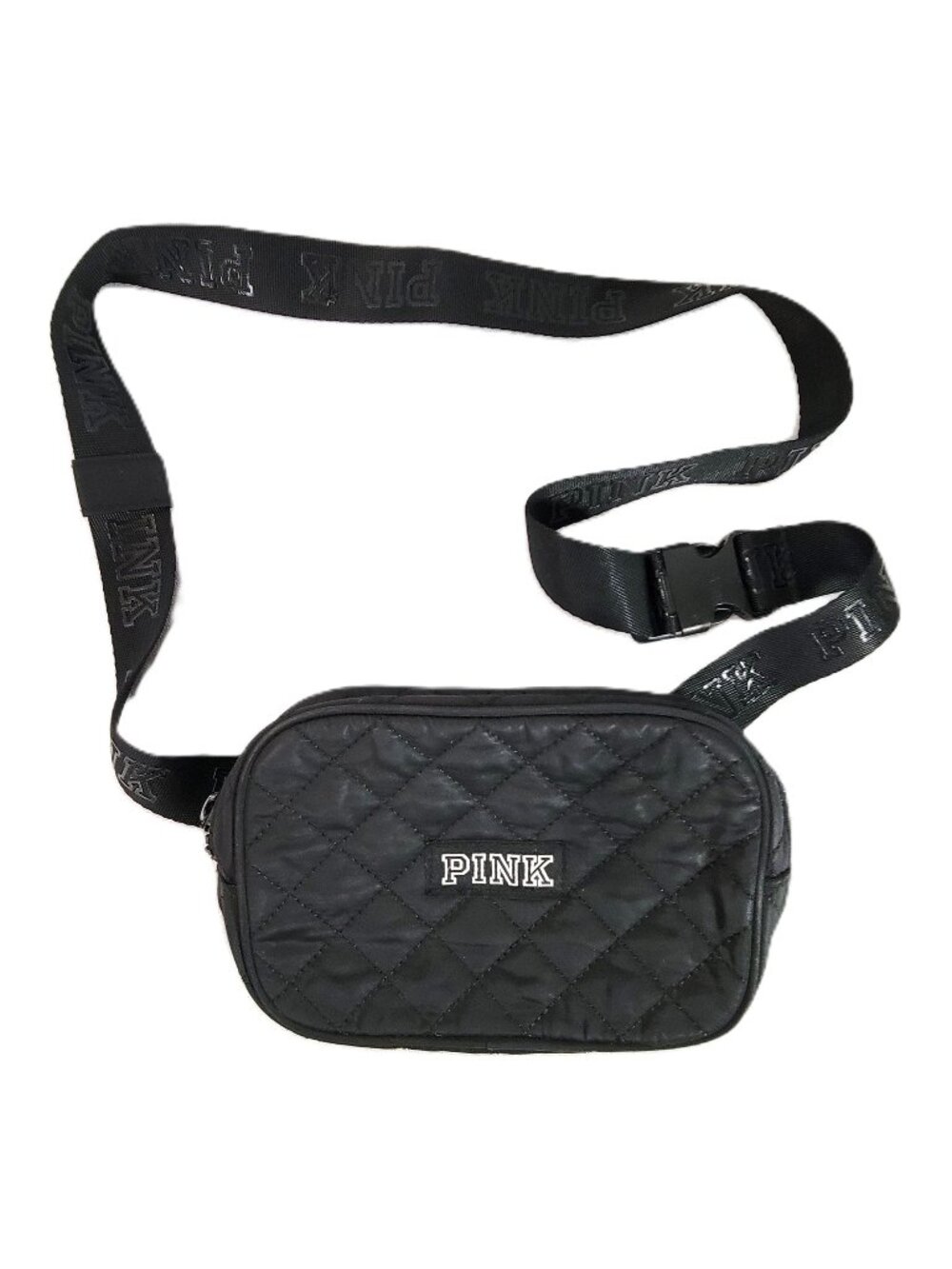 Victoria's Secret PINK Black Quilted Fanny Pack Belt Bag Crossbody Waist Pouch